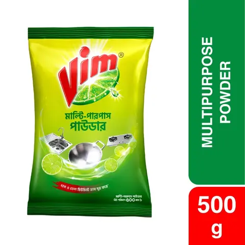 Vim Dishwashing Powder Soap 500gm | ভিম থালা-বাসন পরিষ্কারের গুঁড়া সাবান ৫০০ গ্রাম
